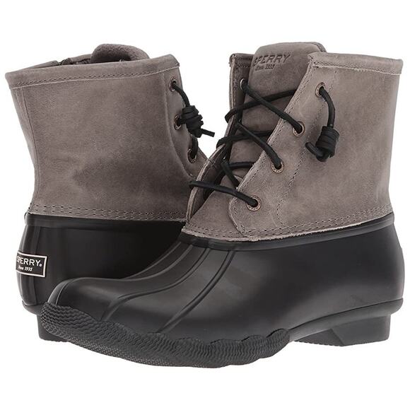 Sperry Womens Saltwater STS89610 Gray & Black Waterproof Duck Boots Size 9.5 - Picture 1 of 8